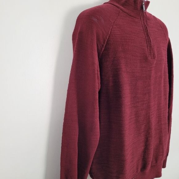 Jachs New York Burgundy Quarter Zip Raglan Pull Over Sweater Size L - Picture 5 of 10
